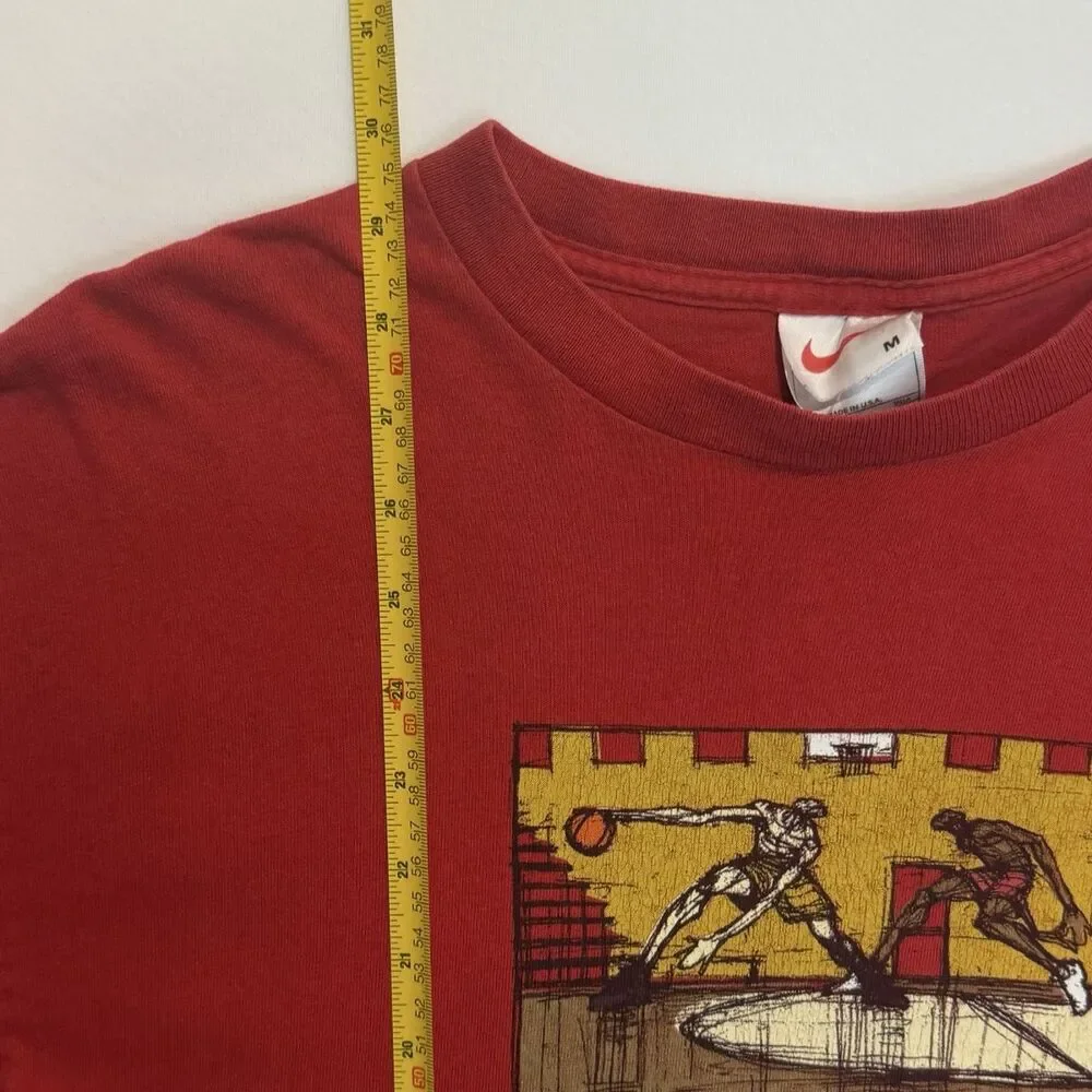 Vintage 90s Nike Basketball Red Shirt White Tag Art USA Tee Michael Jordan Sz M